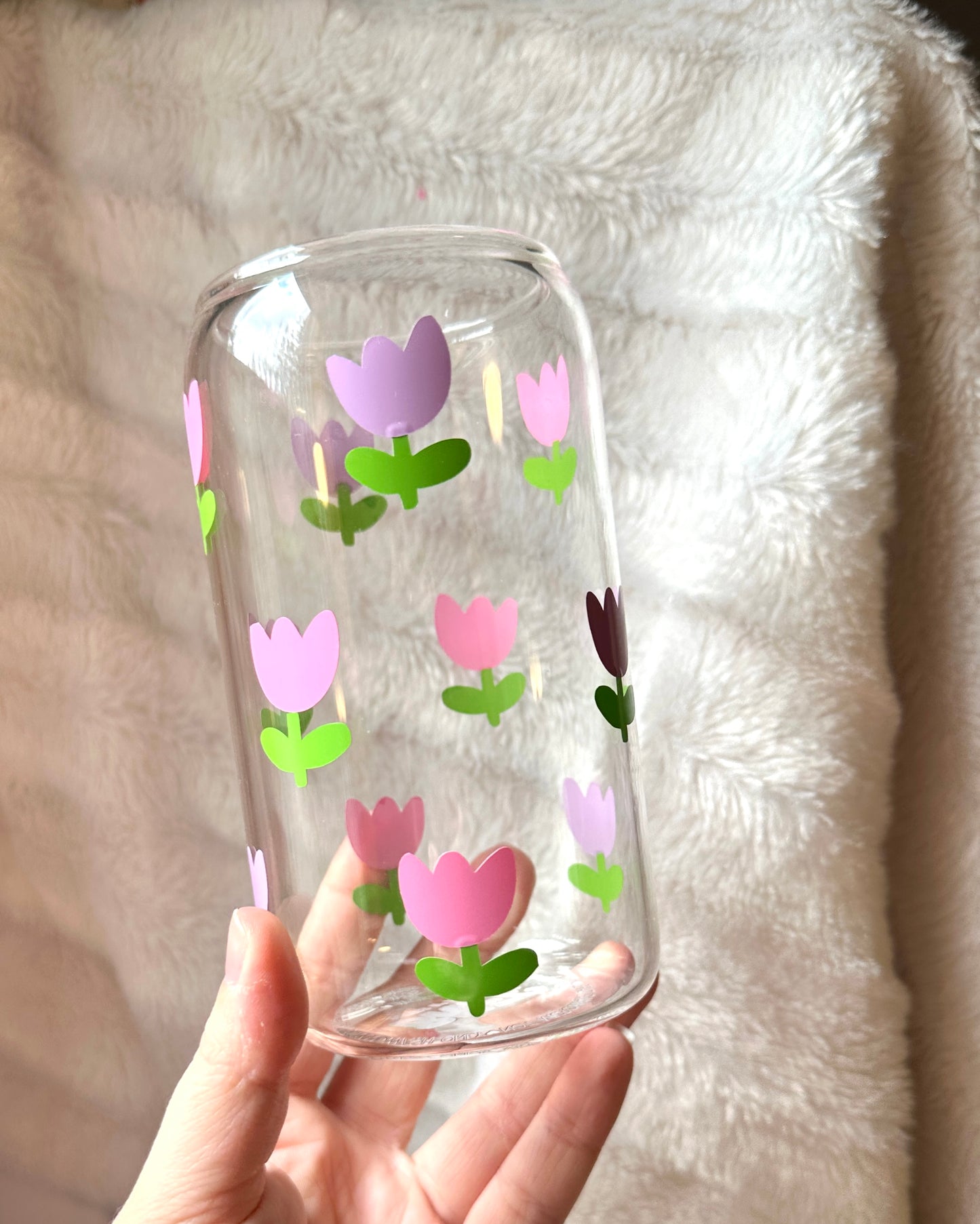 Spring Tulip 16 oz Glass Cup