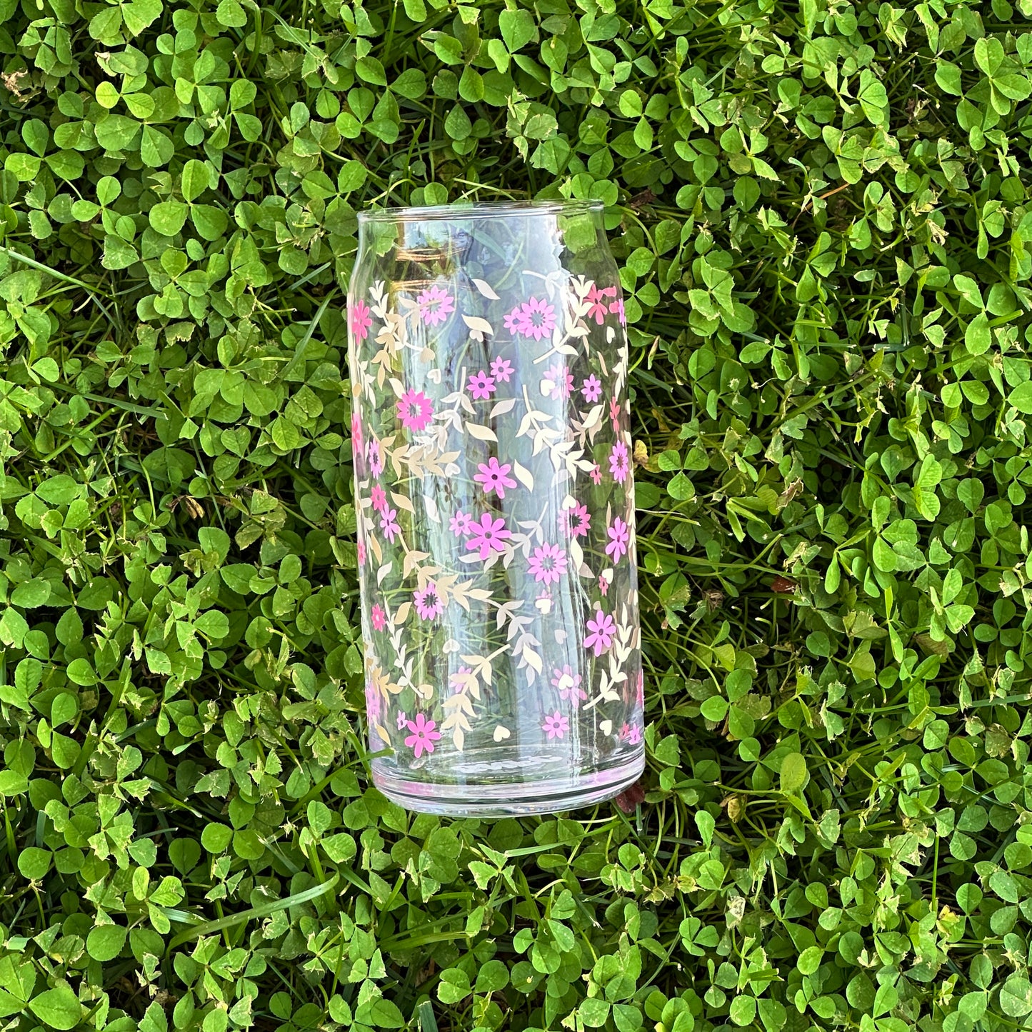Soft Floral 20oz Glass Cup