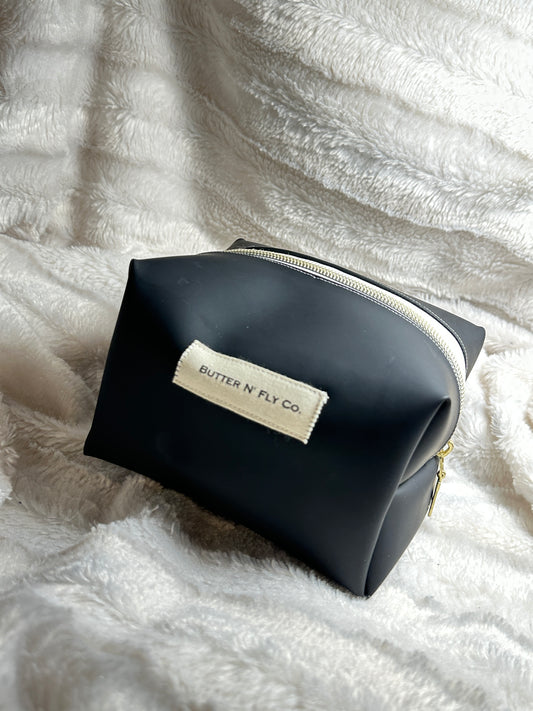 Black Vinyl Boxey Makeup Bag
