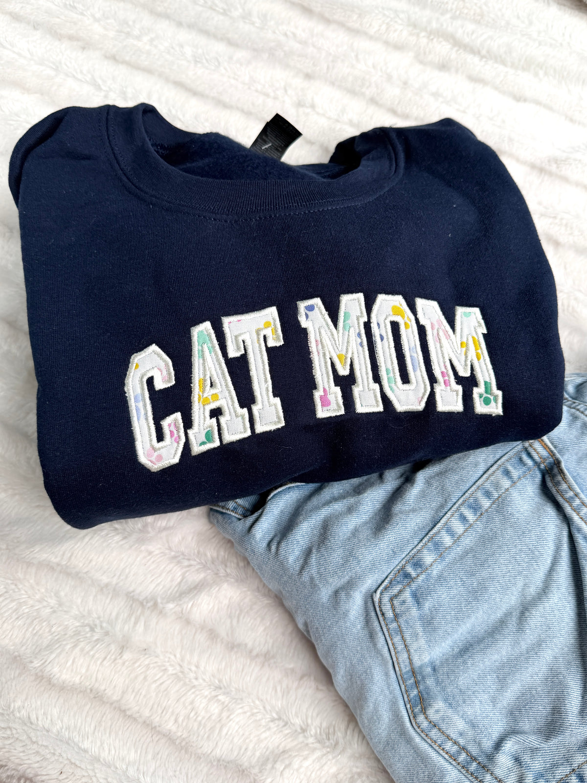 Cat Mom Appliqué Crewneck