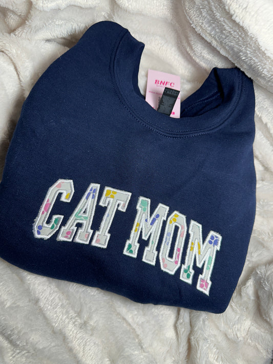 Cat Mom Appliqué Crewneck