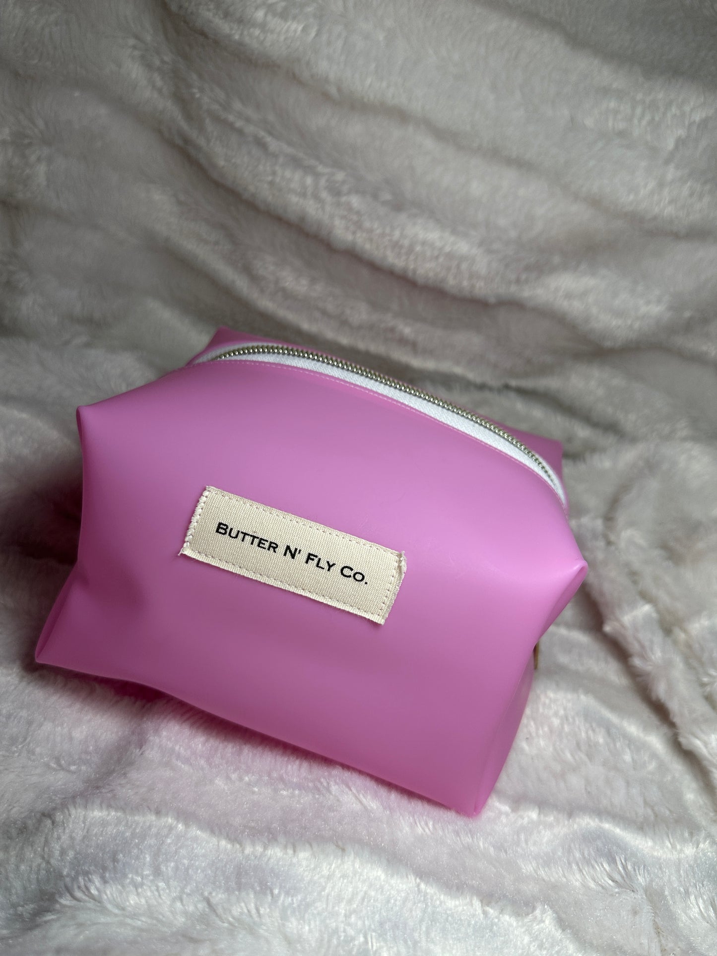 Pink Vinyl Boxey Makeup Bag