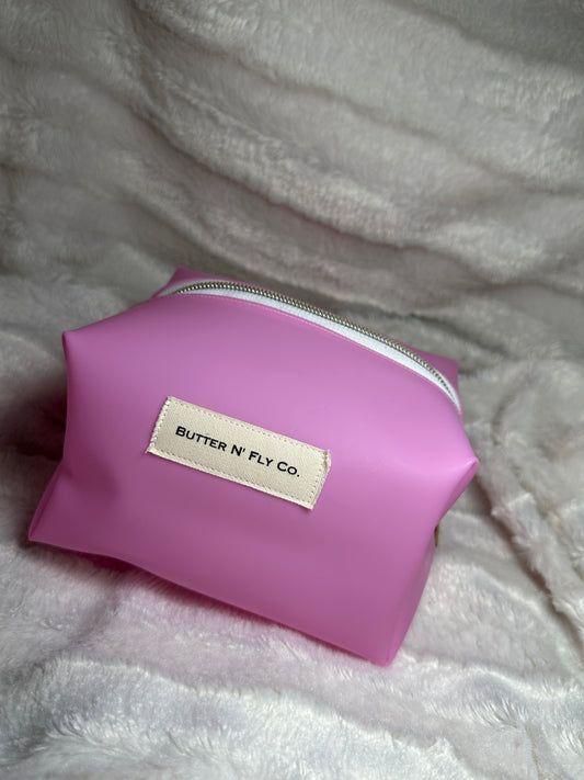 Pink Vinyl Boxey Makeup Bag