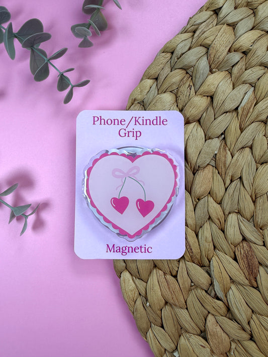 Pink Heart Mag Safe Phone/E-Reader Grip