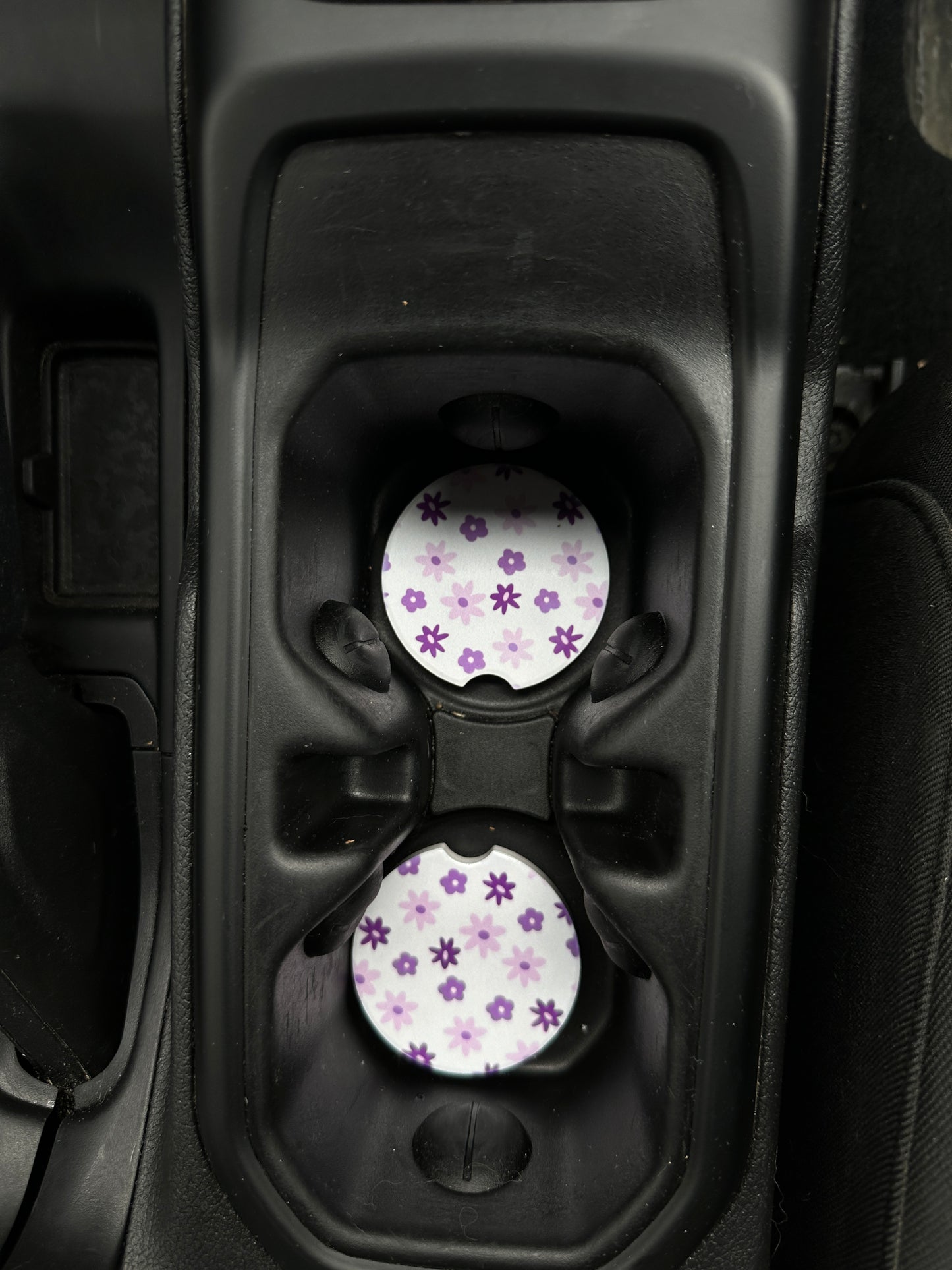 Purple Flowers Ceramic Car Coaster