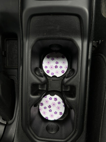 Purple Flowers Ceramic Car Coaster
