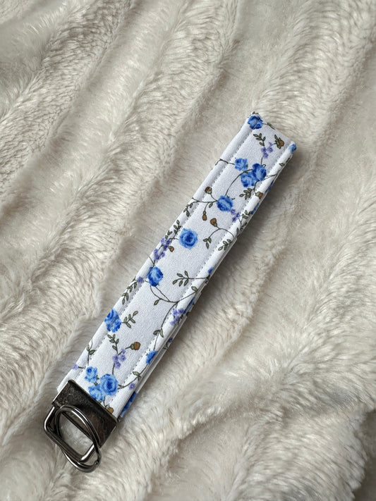 Blue Flower Wristlet Keychain