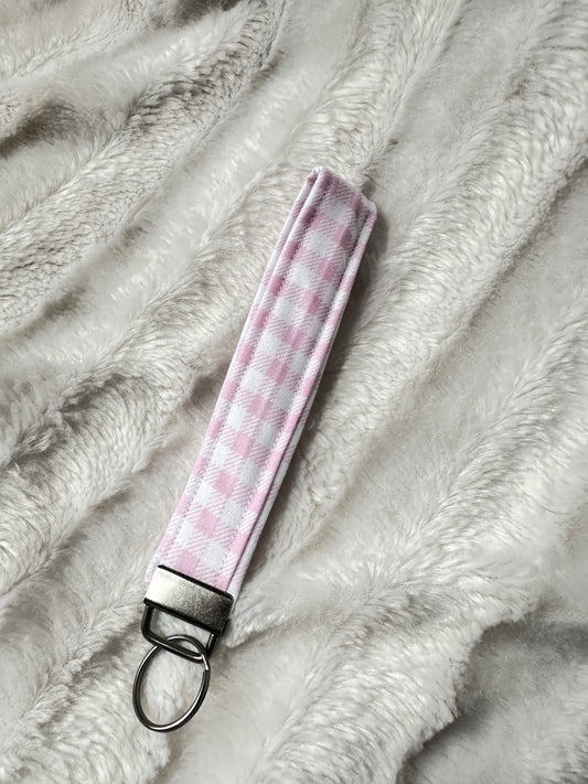 Pink Checkers Wristlet Keychain
