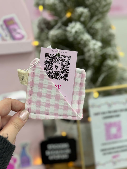 Pink Checkers Corner Bookmark