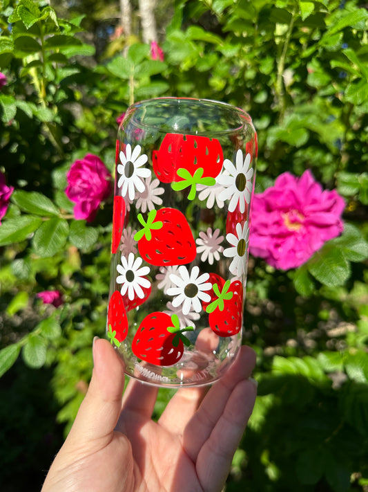 Daisy's & Strawberry's 16 oz Glass Cup