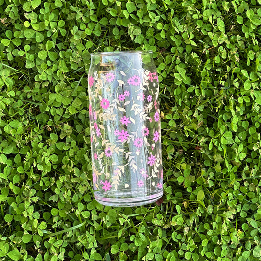 Soft Floral 20oz Glass Cup