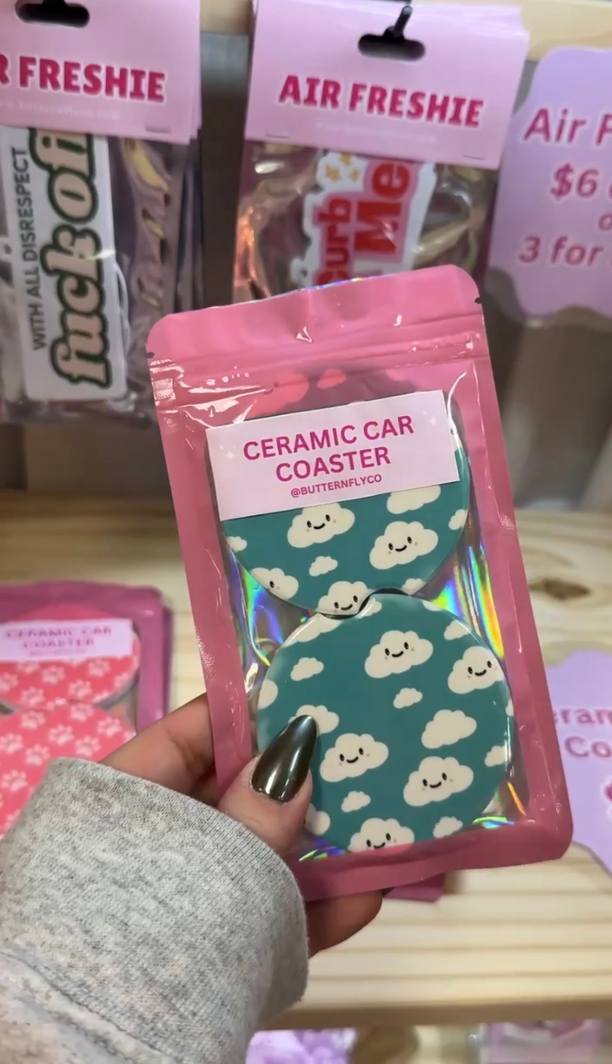 Cloudy Dayz Ceramic Car Coaster