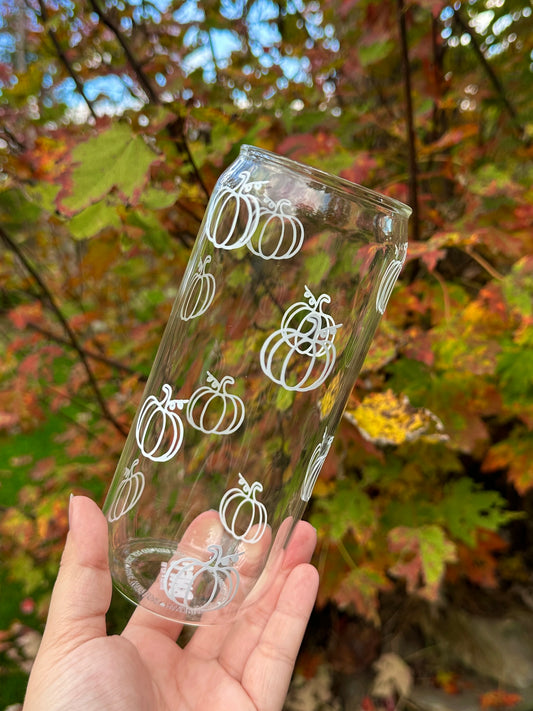 White Pumpkin 20 oz Glass Cup