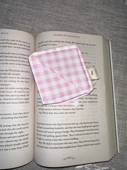 Pink Checkers Corner Bookmark