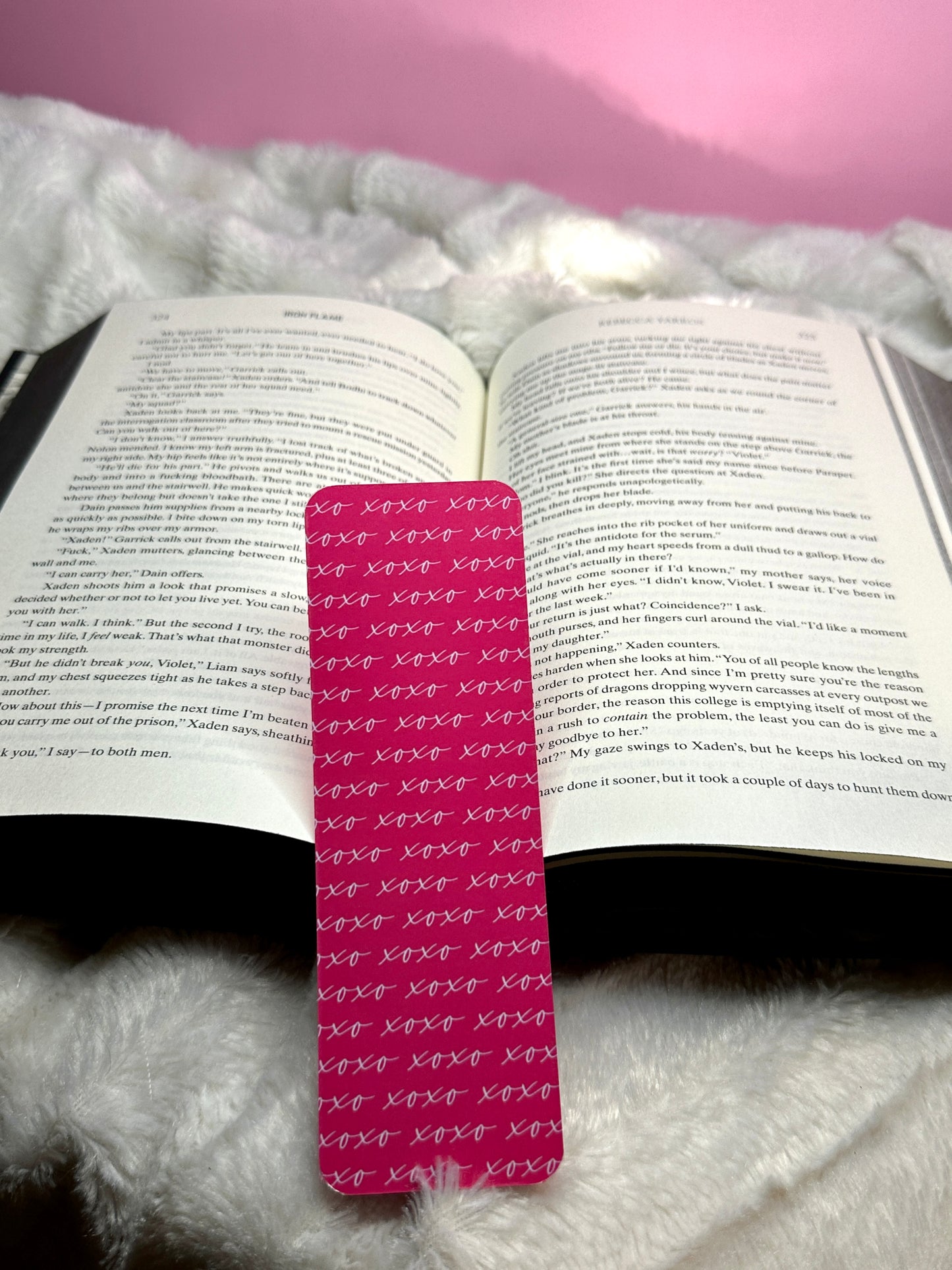 Dark Pink Cursive XO Bookmark