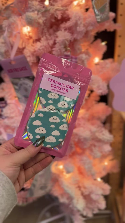 Cloudy Dayz Ceramic Car Coaster